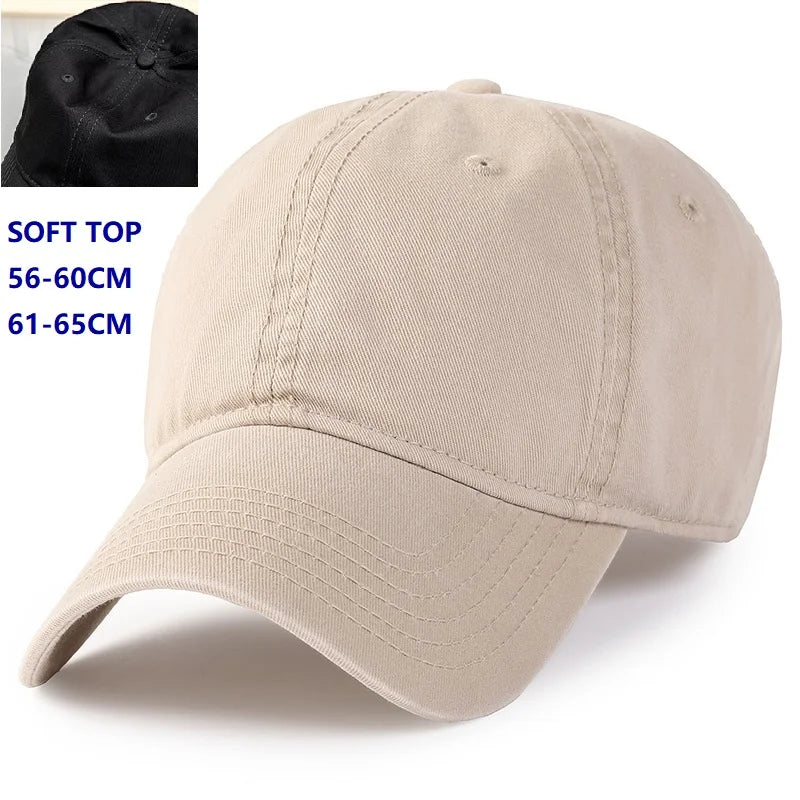 Herr och dam, oversize XXL 100% bomull, stor basebollkeps för stora huvuden 56-63cm(23.5"-25.5"), justerbar enfärgad dad cap