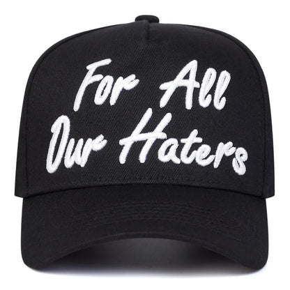 Czapki z daszkiem unisex z haftem „FOR ALL OUR HATERS” – wiosna, jesień, na świeżym powietrzu, regulowane, codzienne, chroniące przed słońcem, czapki sportowe