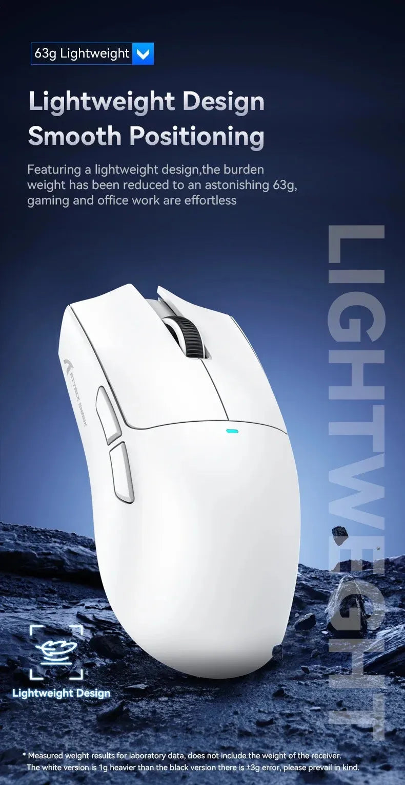Ratón gaming inalámbrico ultraligero ATTACK SHARK X11SE, vida útil de 20 millones de clics, PAW3311 Gaming, 22KDPI, 400IPS, 40G, 1KHz, 65 horas, 30mAH