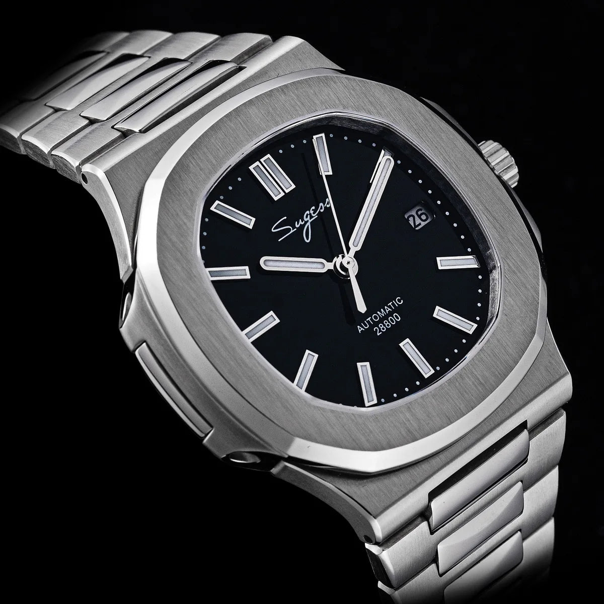 Reloj de hombre Sugess automático mecánico, movimiento Miyota 9015, esfera MOP, luminoso, resistente al agua 5bar, brazalete de lujo S466