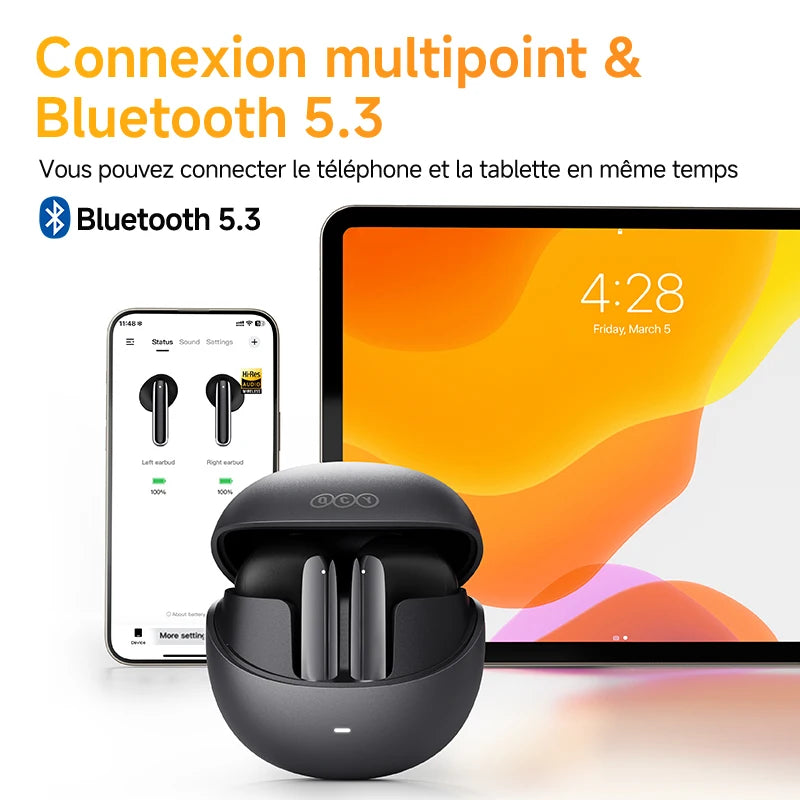 QCY HT10 AilyBuds Pro+ ANC Wireless Earbuds – Hi-Res LDAC Bluetooth 5.3 Earbuds, 6 Mic AI HD Call, Adaptive Noise Cancelling TWS Earphones with Multipoint Connection