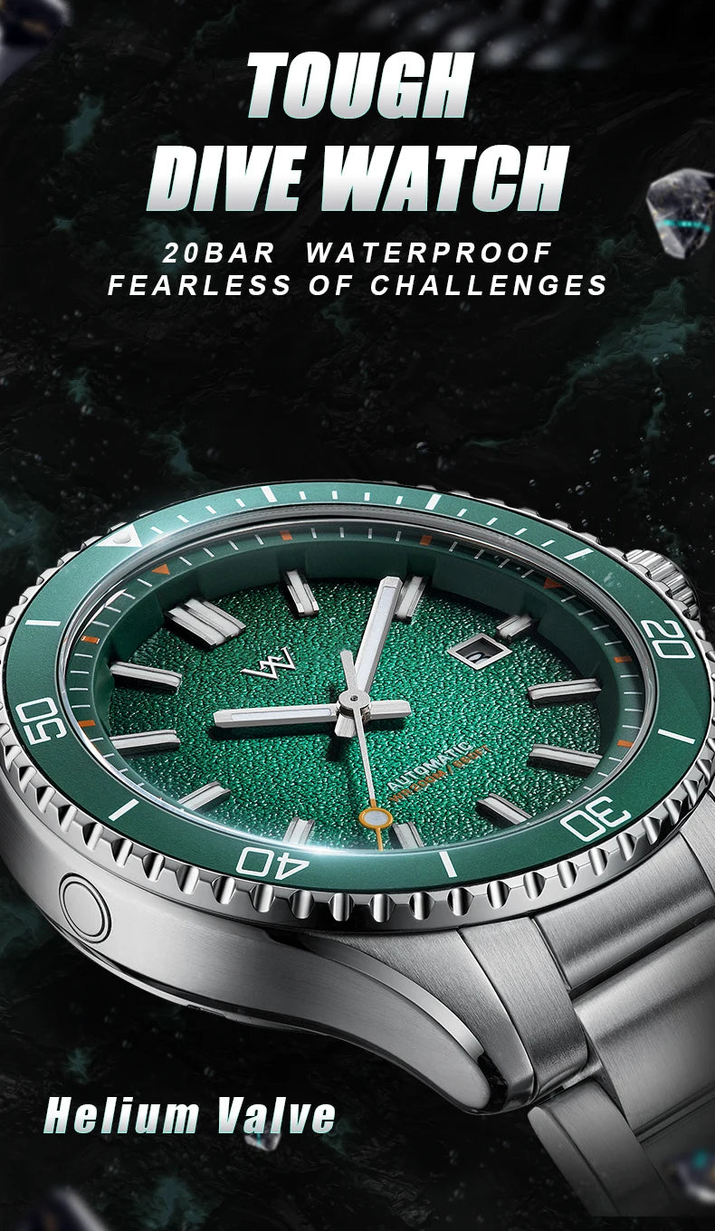 WM Watch Automatic Mechanical Dive Watch Man MIYOTA 8215 Waterproof Stainless Steel Sapphire Welly Merck Diving Watches WM046