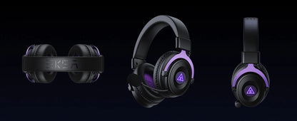 OneOdio EKSA E900 WT, casque de jeu sans fil 2,4 GHz, casque Bluetooth à trois modes, casque supra-auriculaire pour joueurs avec microphone et éclairage RGB, compatible PC, PS4, PS5, autonomie de 80 heures.