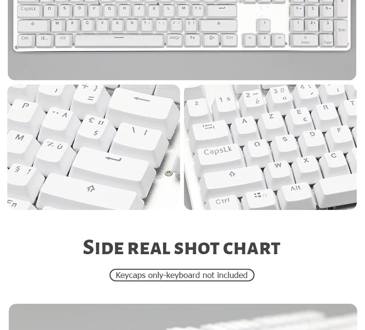 104 Tasten Koreanische, französische, russische, spanische und deutsche hintergrundbeleuchtete Tastenkappen für mechanische Tastaturen mit MX-Switches, OEM-Profil, ABS-Keycaps, DIY