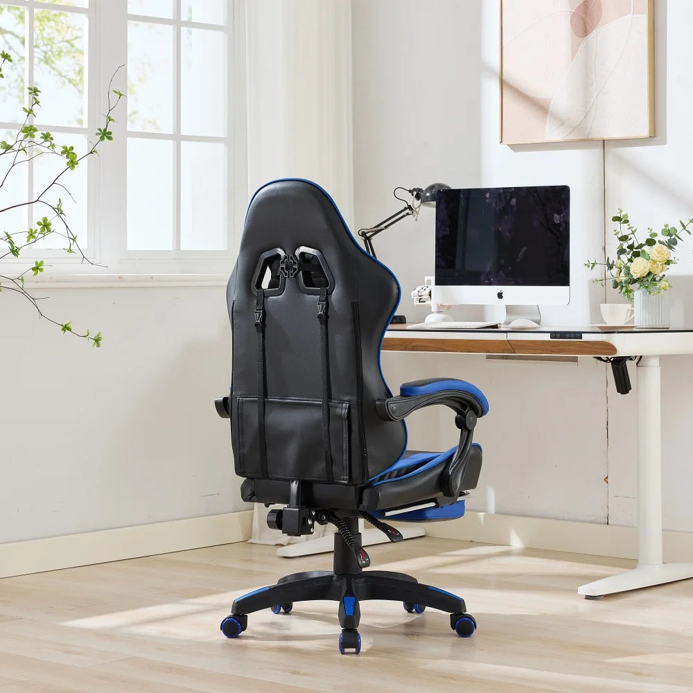 Ergonomic Rotating Gaming Chair, 360° Reclining Office Chair, Pivoting, Height-Adjustable, Footrest, Headrest