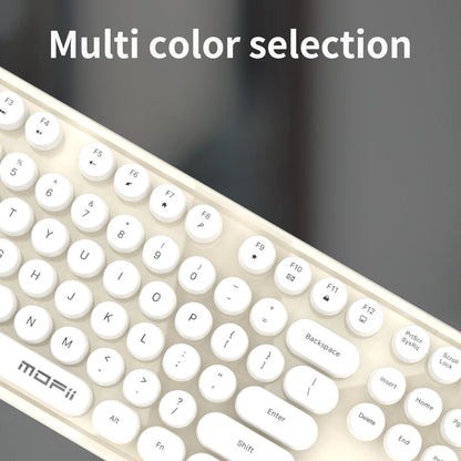 MOFii Black Retro Round Keycaps Wireless Keyboard & Mouse Combo, 2.4G Quiet Office Set, US QWERTY Layout