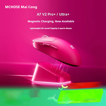 Rato sem fios MCHOSE A7 V2 Ultra+ Tri-Mode leve Paw3950 Ti 42000dpi 500mah para PC, eSports e portátil — acessórios gaming