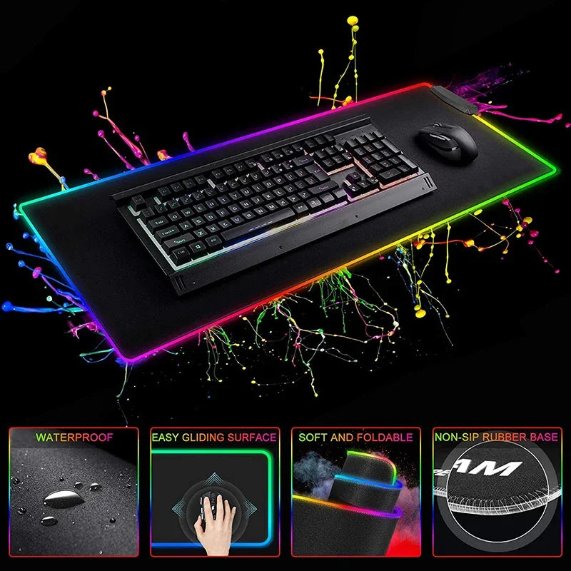 God Of War Large Kratos Atreus Mouse Pad RGB Glowing E-Sports Gamer Keyboard Rug with Extensible Phantom Color Carpet 500x1000