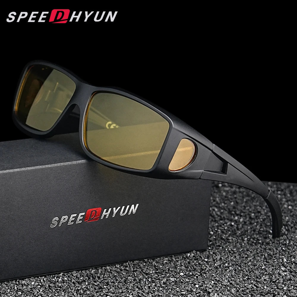 SPEEDHYUN Fit Over Wrap Sunglasses Men Women Anti Glare Night Vision UV400 Protection Driving Sport Protective Glasses Eyewear