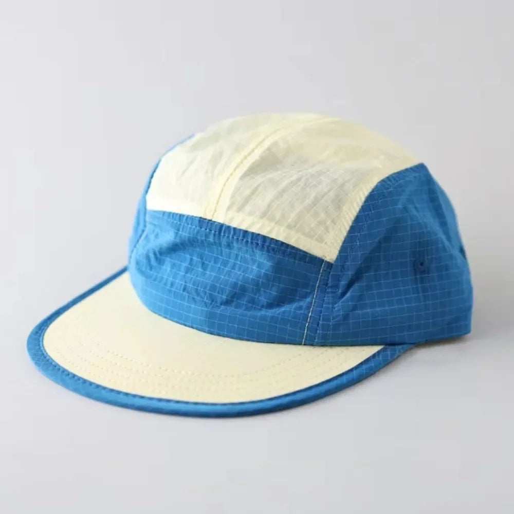 Fashion Plaid Thin Sun Cap Quick-drying Letter Embroidery Sports Running Cap Adjustable Breathable Summer Cap Men Women