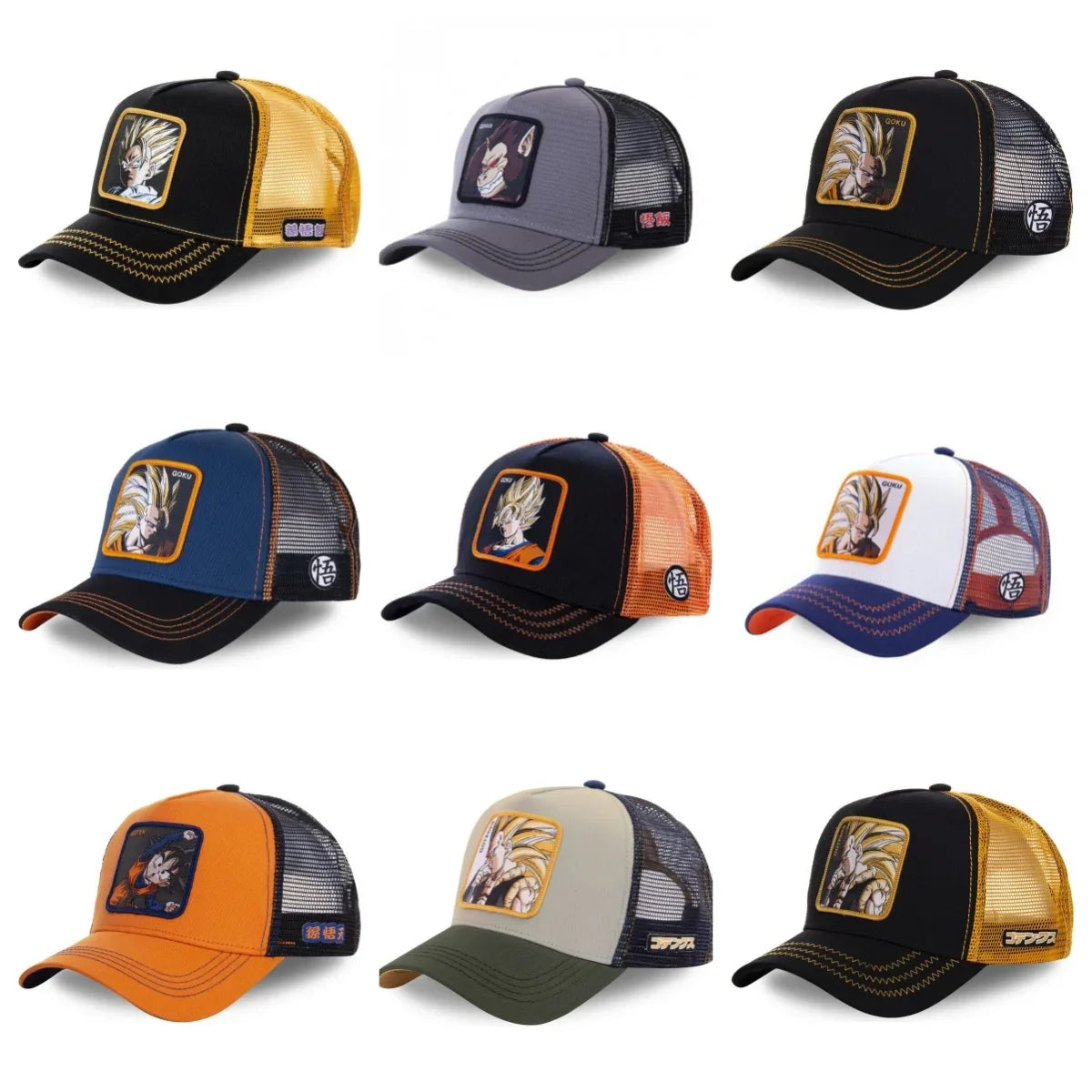Son Goku Cap Baseball Cap Summer Travel Peaked Cap Men's Embroidery Hip-Hop Sun Visor Adjustable Trucker Mesh Cap