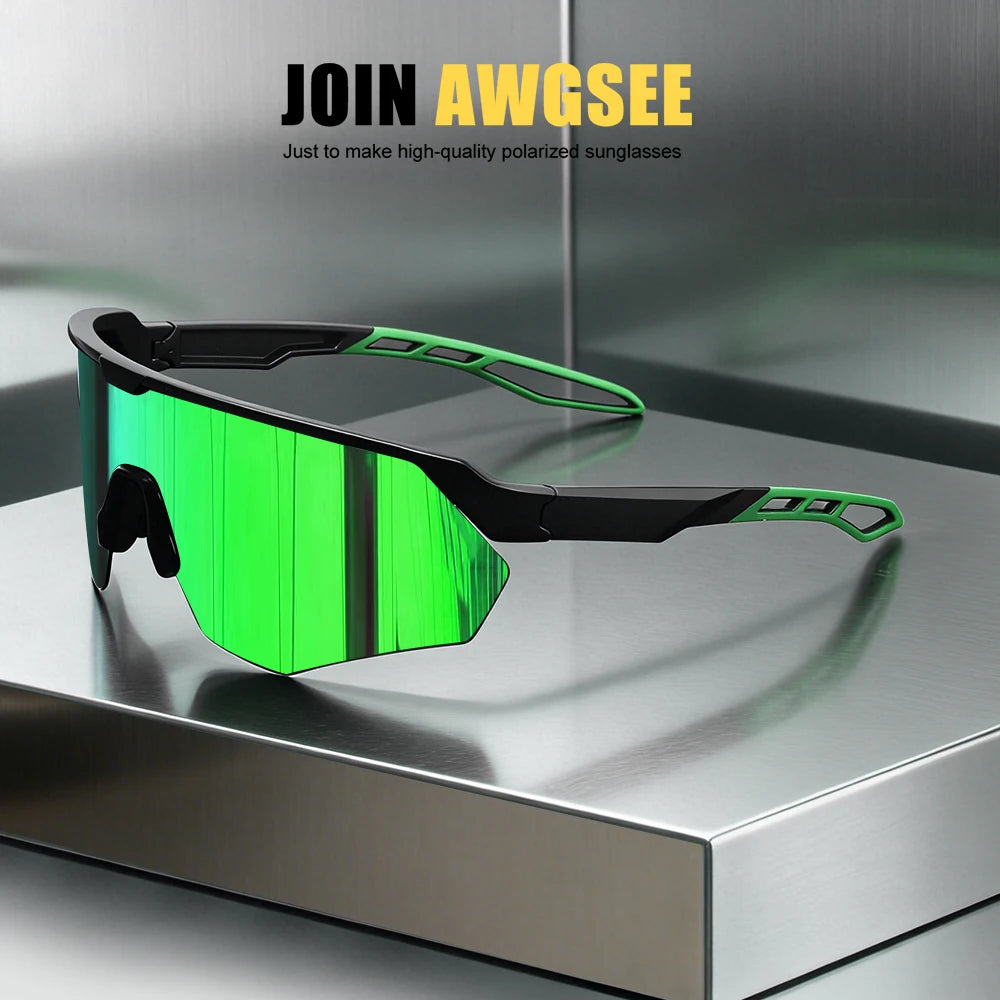 Half frame polarized bicycle sunglasses - windproof, lightweight, unisex, suitable for skiing, running, and outdoor activities