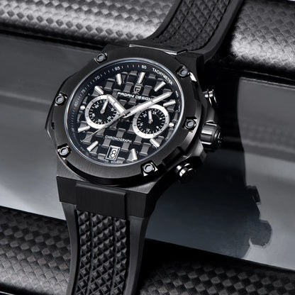 Montres à quartz pour hommes PAGANI DESIGN– Chronographe sportif de luxe, étanche, doté d'aiguilles luminescentes et d'un verre saphir avec traitement antireflet