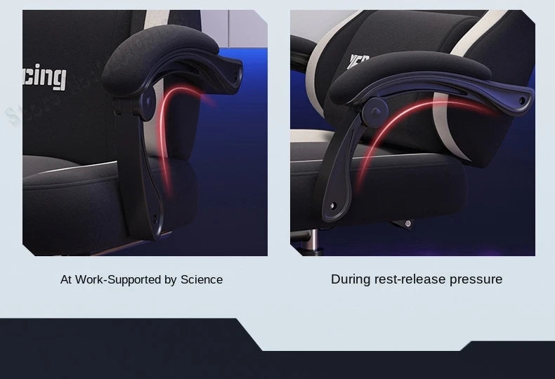 Gaming Chair with Latex Seat Cushion, Adjustable Backrest, Computer Office Chair, Nylon Feet, Gaming Streamer Chair