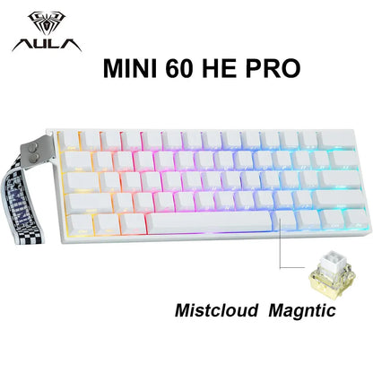 AULA Mini60 HE/Pro/Max Teclado Mecânico 60% com Switches Magnéticos RGB Tri Mode Sem Fios 8000Hz 0.01mmRT para PC Gamer Presentes