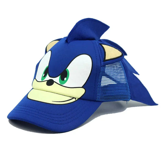 Hot-selling Anime Cartoon Hedgehog Shadow Hat Sonic Character Movable Doll Summer Mesh Hat Baseball Cap Children's Gift