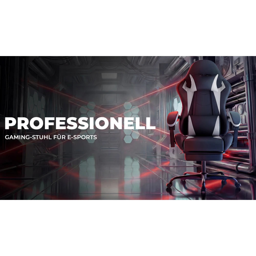 Ergonomic Gaming Chair with Lumbar Support, Adjustable Headrest, Footrest, Height Adjustable Office Gaming Chair for Adults
