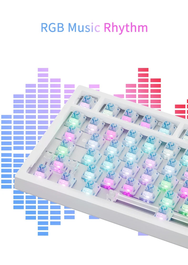 AJAZZ AK820  Mechanical Keyboard 70% Compact Layout/RGB Lighting/Hot-swappable Switches,with Wired,Wireless,and Bluetooth