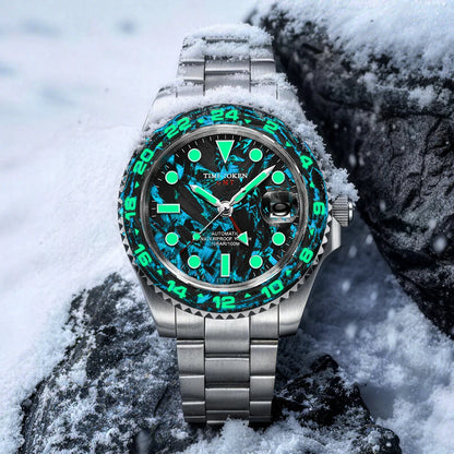 Carbon Fiber Watches Men 10Bar Waterproof Watch GMT Automatic Watches Luminous Calendar Diving Watch 41MM Watches for Man reloj
