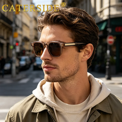 CATERSIDE New Vintage Men's Sunglasses High-Quality Square Sun Glasses Women's Outdoor Travel Beach Summer Fashion Glasses Uv400