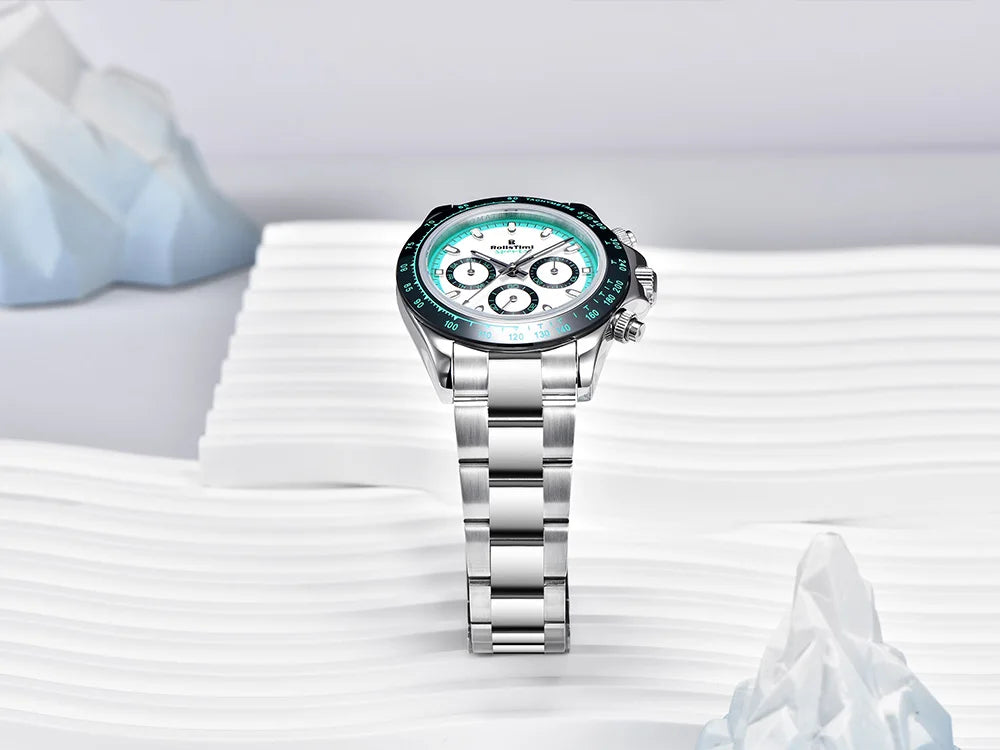 RollsTimi Herrenuhren – luxuriöse mechanische Herrenuhr mit Saphirglas, Kalender, Wochentagsanzeige, Edelstahl und Wasserschutz