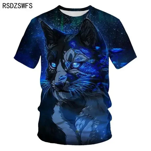 3D Fierce Animal Printed Men's Clothing Casual Fashion Wolf Pattern Short Sleeve Pullover Outdoor Daily Trend T-shirts For Men