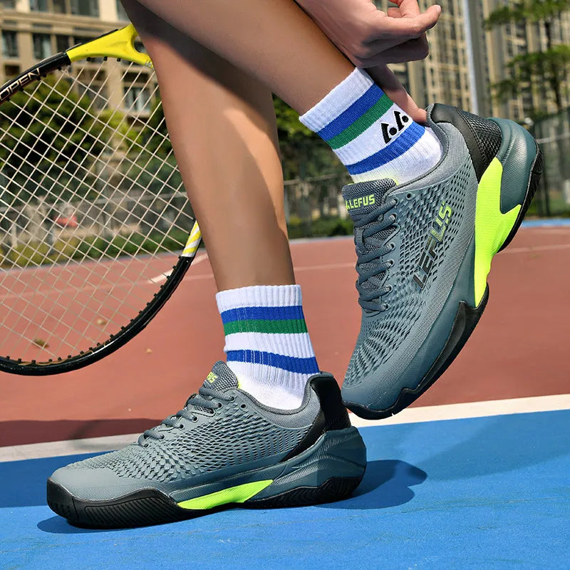 Men Women's Large Sizes Breathable Tennis Shoes Blue and Gray Gym Walking Badminton Sneakers