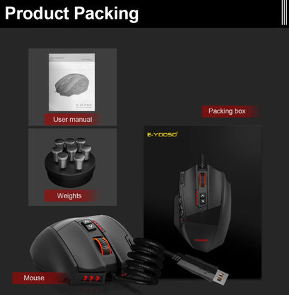 E-YOOSO X-39 USB Wired RGB Gaming Mouse 24000 DPI SG8960 19 buttons programmable game Optical mice for Computer PC Laptop