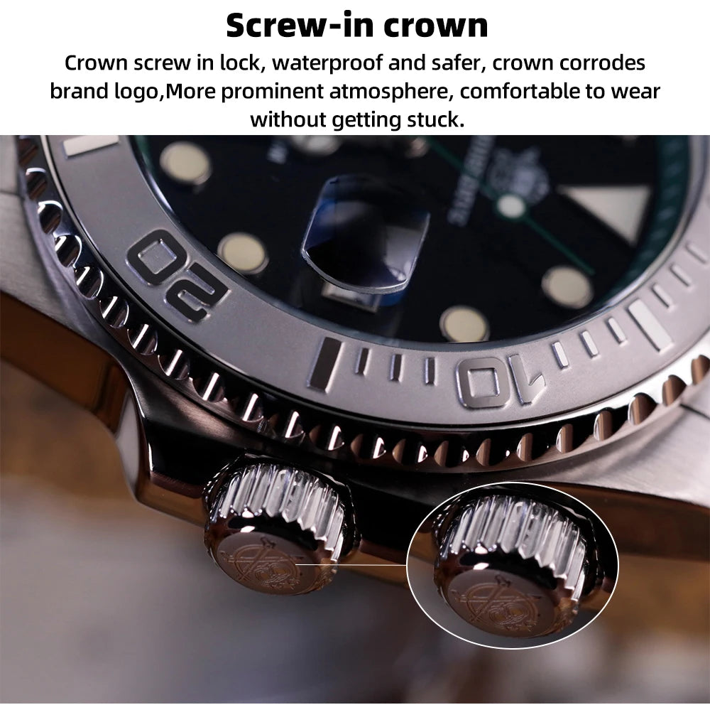 ADDIESDIVE Luxury Men's Diver Steel Watch 200m Waterproof Ceramic Bezel Analog Watch BGW9 Luminous Business Quartz Watch AD2040
