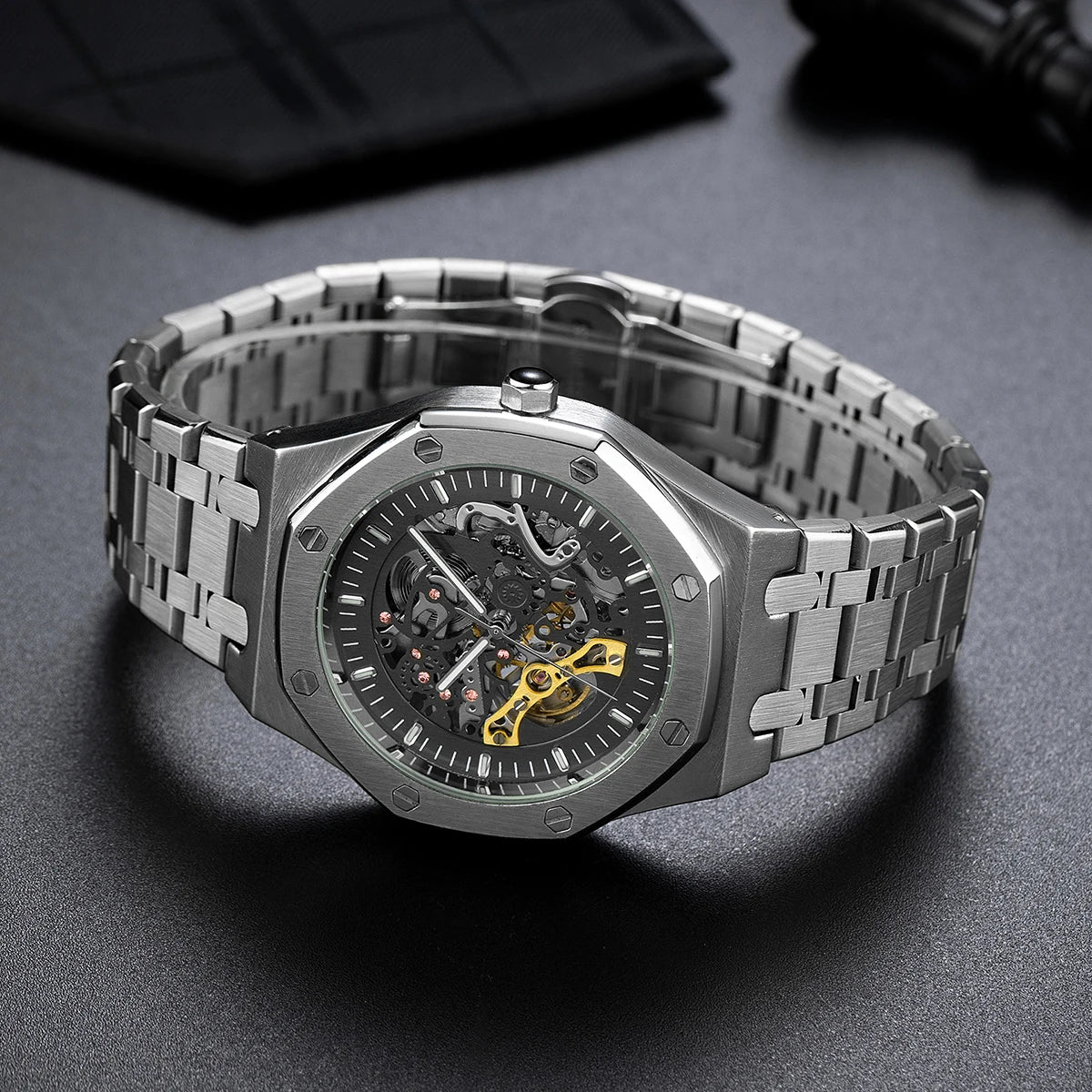 Classic Automatic Mechanical Luxury Watch MenTop Brand Stainless Steel Watches Luminous Waterproof Watch for Men Feice Skeleton