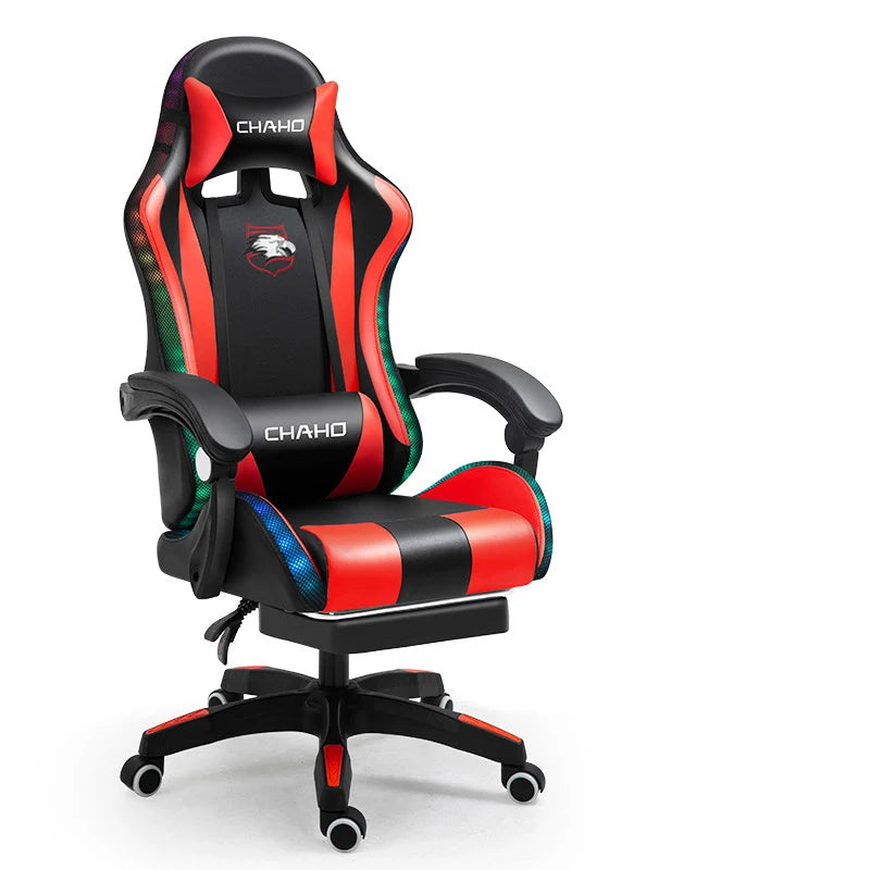 Ergonomic PU Leather Gaming Chair with Adjustable Height, Reclining Computer Chair, Swivel Office Chair for Home Office, Gaming & Study