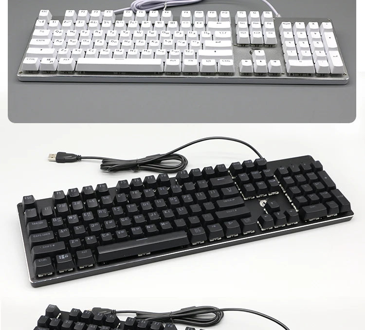 104 Tasten Koreanische, französische, russische, spanische und deutsche hintergrundbeleuchtete Tastenkappen für mechanische Tastaturen mit MX-Switches, OEM-Profil, ABS-Keycaps, DIY