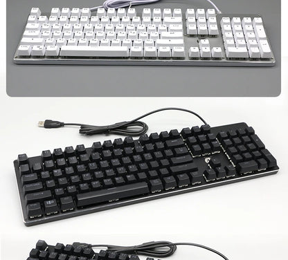104 Tasten Koreanische, französische, russische, spanische und deutsche hintergrundbeleuchtete Tastenkappen für mechanische Tastaturen mit MX-Switches, OEM-Profil, ABS-Keycaps, DIY