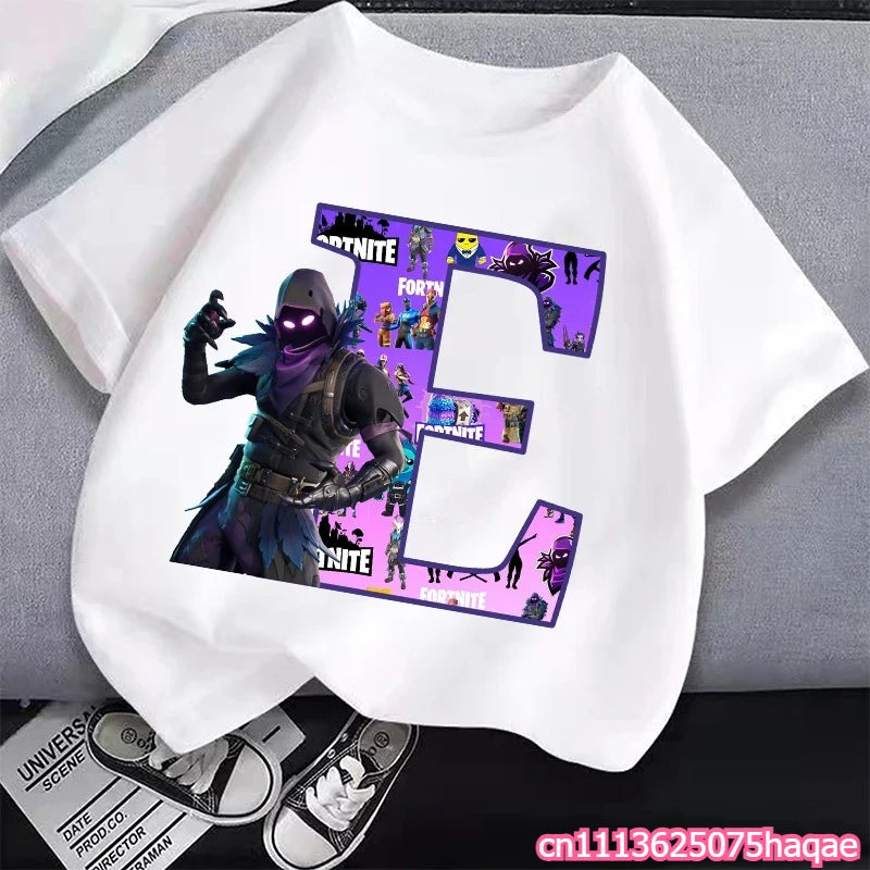 New Fortnites Kids T-shirts Cartoon Letter Graphic T-shirts Boys Girls Summer Casual Sports Short Sleeves Tops Children Clothing