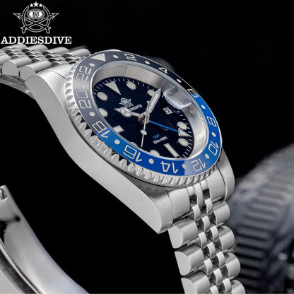 ADDIESDIVE 2024 Top Luxury Men GMT Quartz Wrist Watches Men's Business Sports Luminous 20Bar Waterproof Watch Gift Reloj Hombre