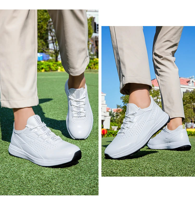 Zapatos deportivos de golf para hombre impermeables de cuero de alta calidad, zapatos deportivos para competición de golf, zapatos formales para campo de golf, zapatos de entrenamiento para hombre