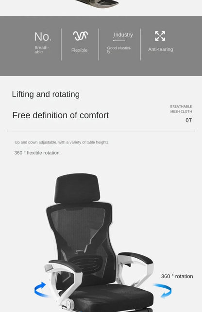 Ergonomischer Relaxsessel, bequemer Bürostuhl, Computerstuhl für zu Hause, Studentenwohnheim, Gaming-Stuhl mit Fußstütze