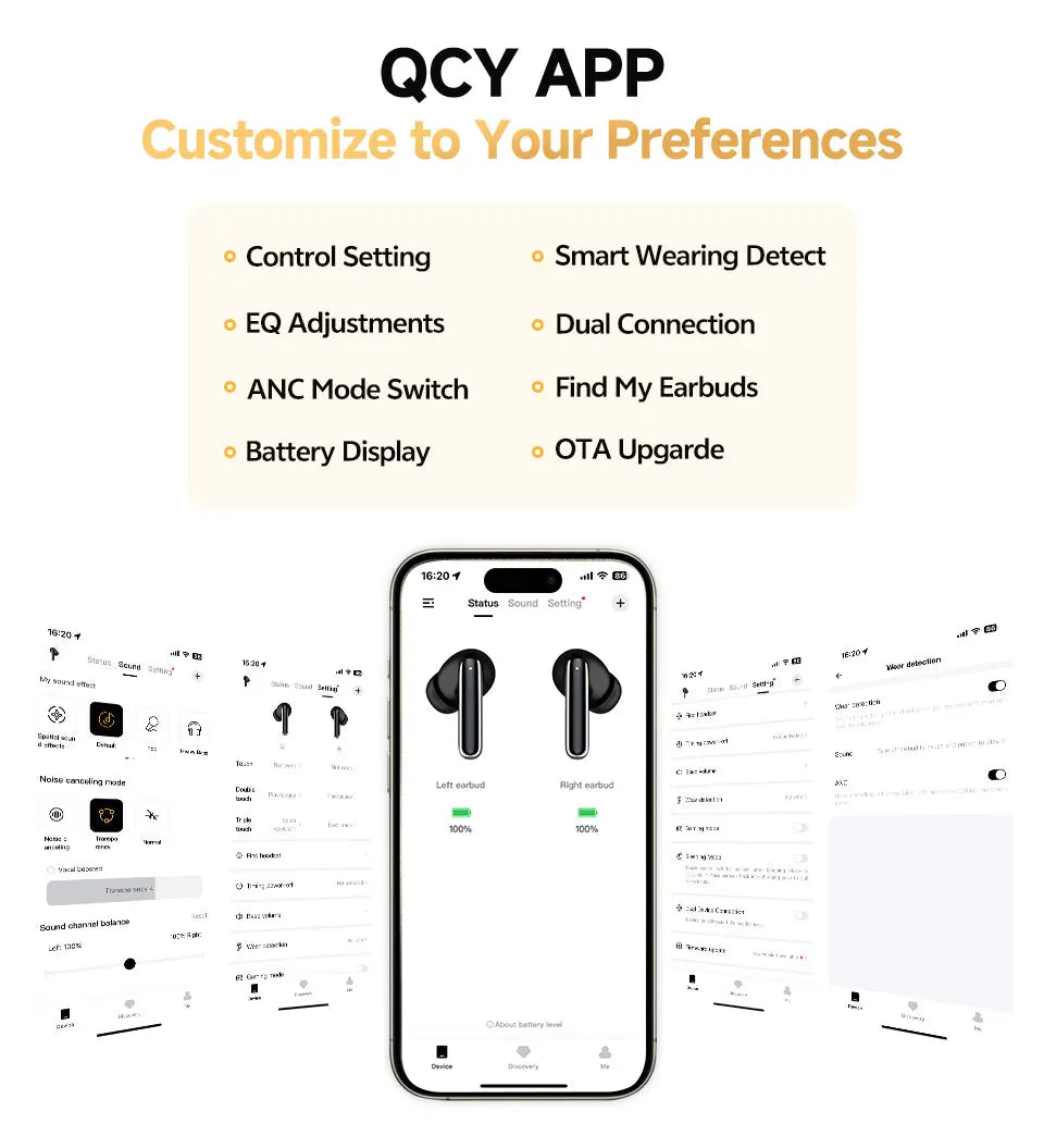 QCY MeloBuds Pro Adaptive Hybrid Active Noise Cancelling Wireless Earbuds – 46dB ANC, Bluetooth 5.3, LDAC Hi-Res Audio, 34H Playtime