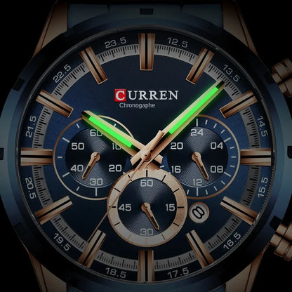 CURREN herenhorloge – Luxe sportchronograaf, quartz uurwerk, volledig van staal, waterdicht