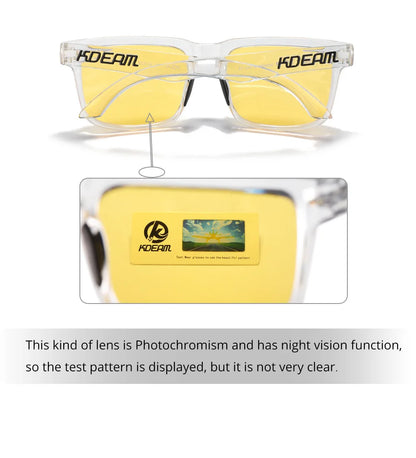 Kdeam 2026 High Quality Polarized Sunglasses for Men Transparent Gray Frame Fashion Unisex Outdoor Luxury Eyeglasses For Couple