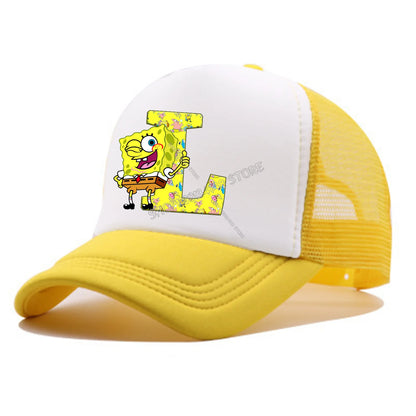 Spongebobs Baseball Cap for Kids Adult Cartoon Letter Mesh Cap Kawaii  Peaked Hat Yellow Summer Cap Girls Boys Accessories Gift
