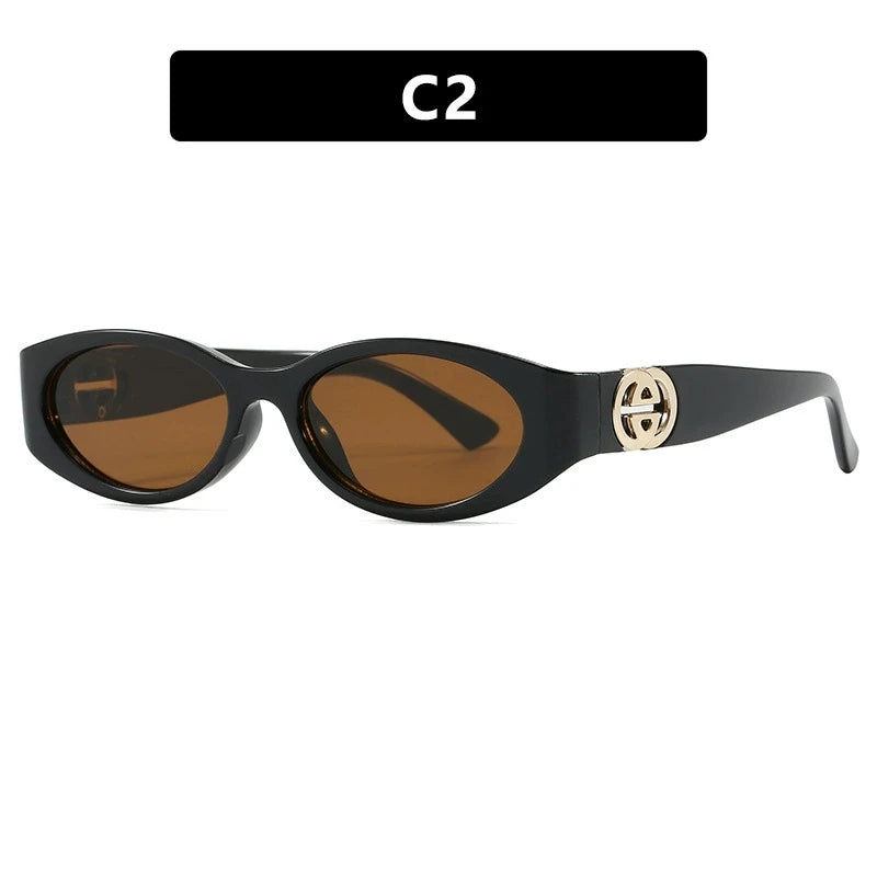 Stylish Small Oval Sunglasses For Women Trendy Design Decoration Fashion Sun Glasses Travelling Hiking Party Women's Shades