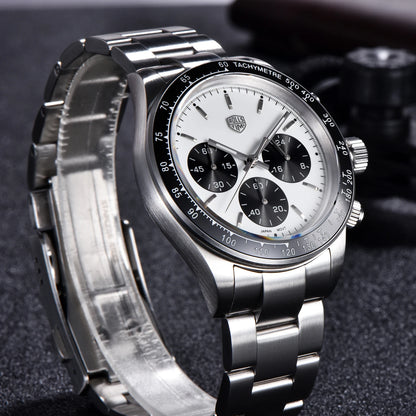 Montres pour hommes Rolls Timi Panda – Chronographe à quartz, modèle de luxe, verre saphir avec traitement antireflet, étanche, style sportif