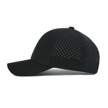 VOBOOM Men Quick Dry Baseball Cap Laser Cut Mesh Ball Curved Brim Snapback Hat Outdoor Running Travel Black Hat