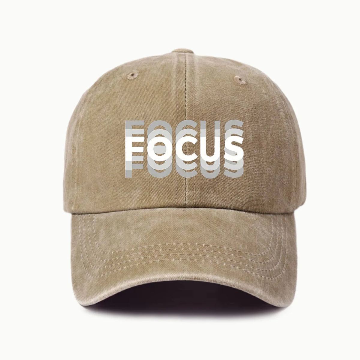 Gorra de béisbol de estilo clásico ajustable de algodón lavado con estampado FOCUS, gorra deportiva tipo «pico de pato» para hombre y mujer