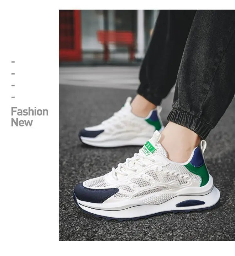 Men's Summer 2025 New Soft Bottom Breathable Mesh Sports Shoes Casual Versatile White Sneakers Lightweight Comfortable Runnin...