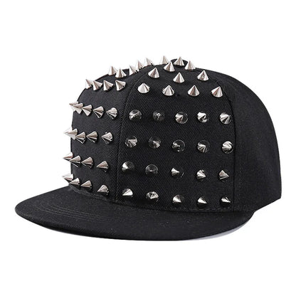 1pc Hip Hop Y2K Style Street Baseball Cap,Personalized Fashion Rivet Duck Tongue Driver Caps Street Dance Flat Edge Skull Caps