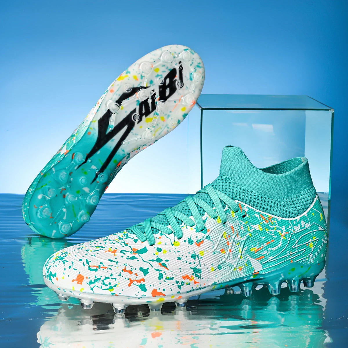 Chaussures de football unisexes AG FG, conception à crampons mixtes anti-casse, cuir synthétique souple, idéales pour les matchs de football amateur le week-end