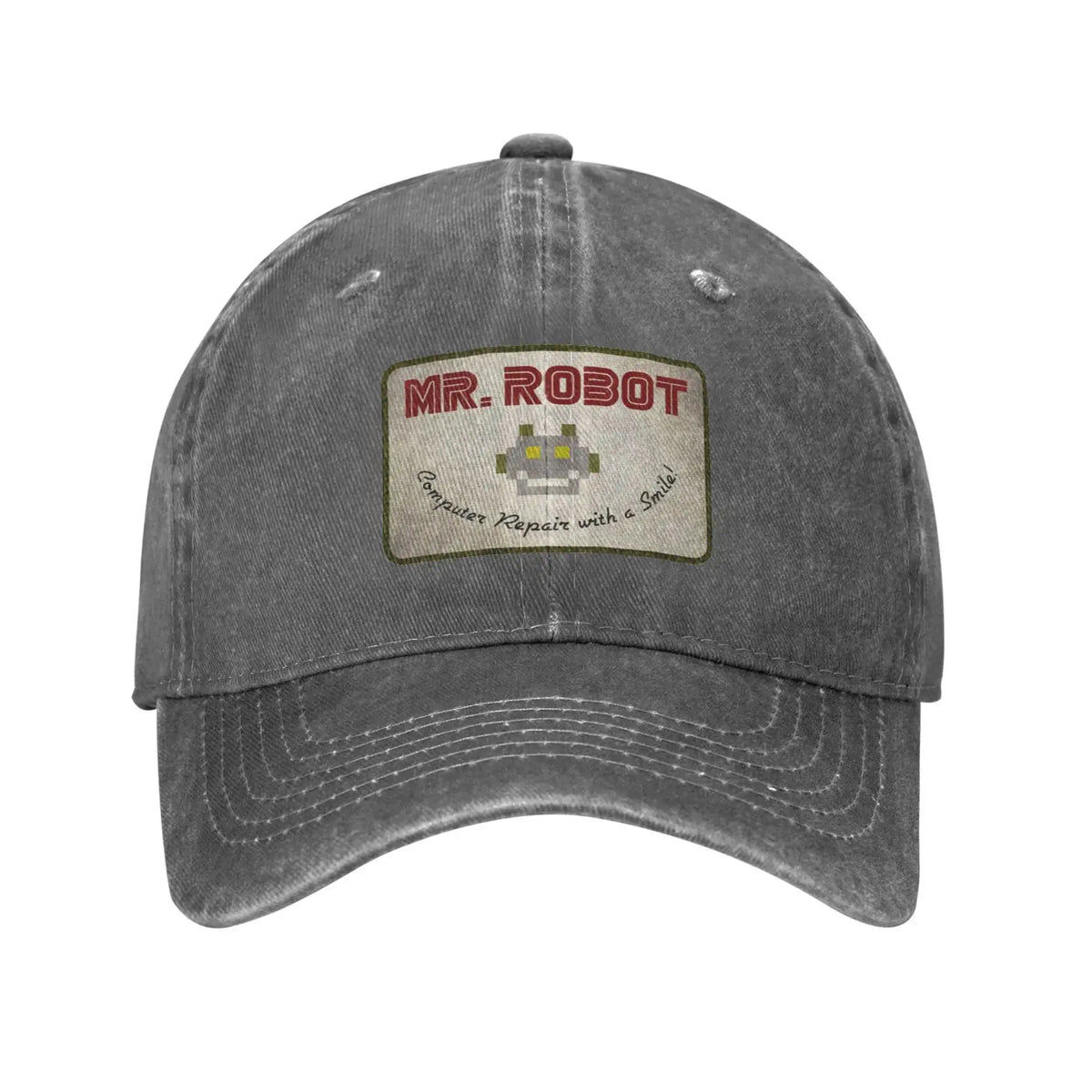Dator med Sourires Anime Rolig Mr Robot Anpassad Retro Cowboy Tvättad basebollkeps för män Denim solhatt Hip Hop-keps