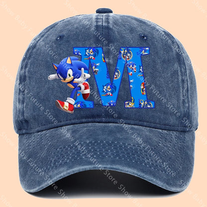 New Cartoon Cute Retro Baseball Caps Sonics Letter Man Boys Hat Hip Hop Breathable Mesh Hats Cute Anime Sunbonnet Birthday Gifts
